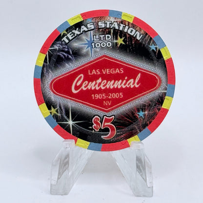 Texas Station N. Las Vegas Nevada 2005 'Las Vegas Centennial' LE $5 Casino Chip E4781