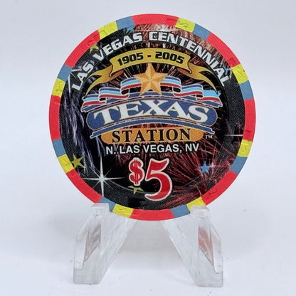 Texas Station N. Las Vegas Nevada 2005 'Las Vegas Centennial' LE $5 Casino Chip E4781