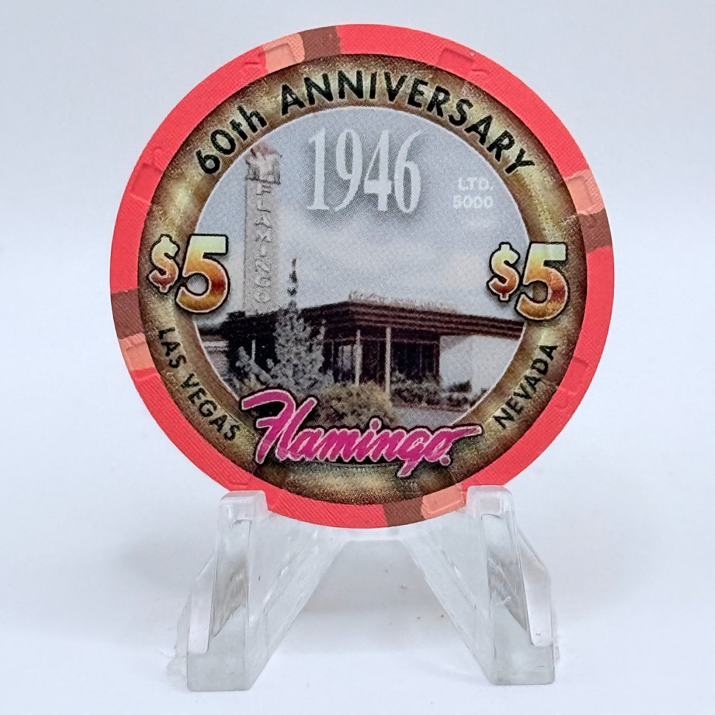 Flamingo Hotel & Casino Las Vegas Nevada 2006 '60th Anniversary' LE $5 Casino Chip E5295