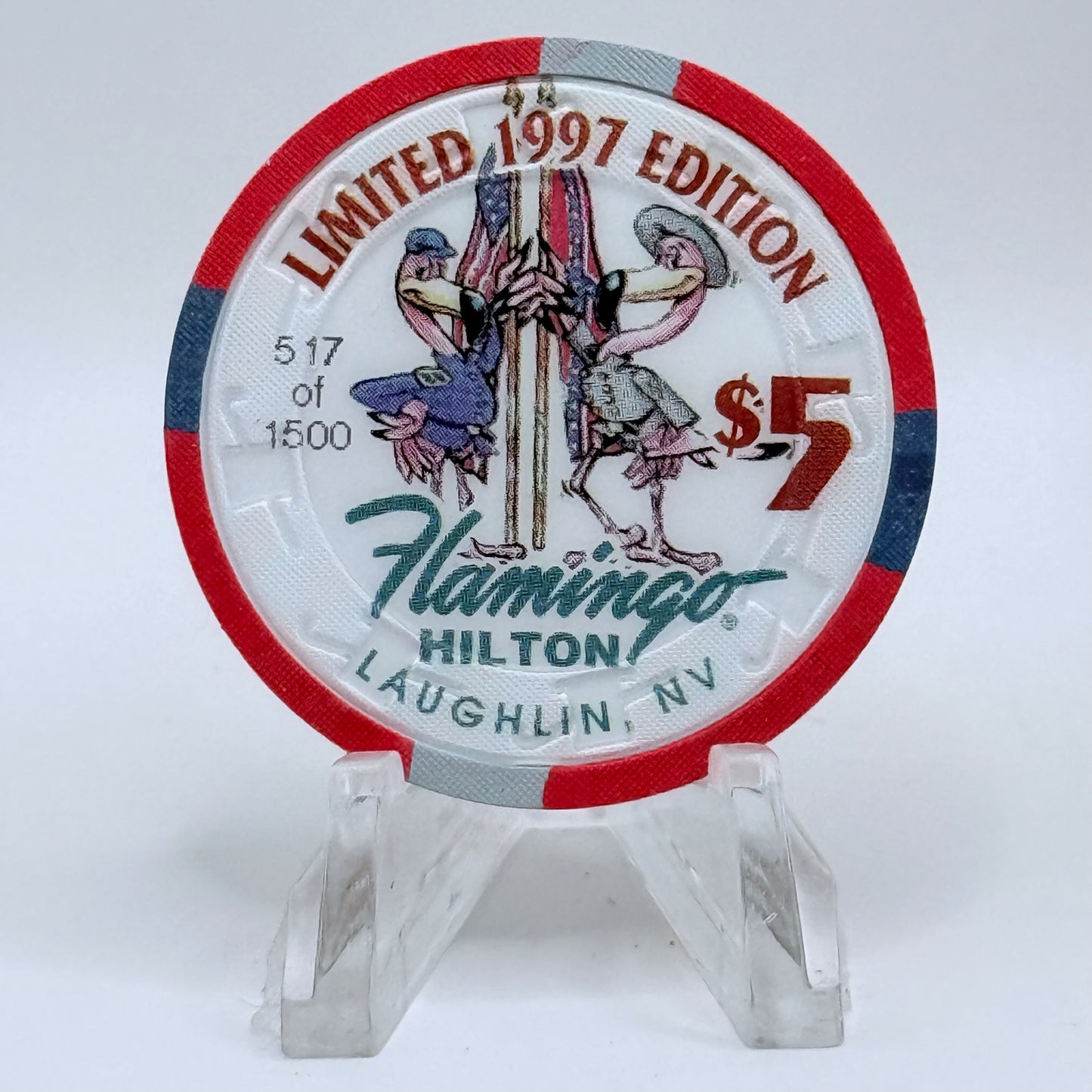 Flamingo Hilton Laughlin Nevada 1997 'General Jeb Stuart' Series 9 LE $5 Casino Chip N8302