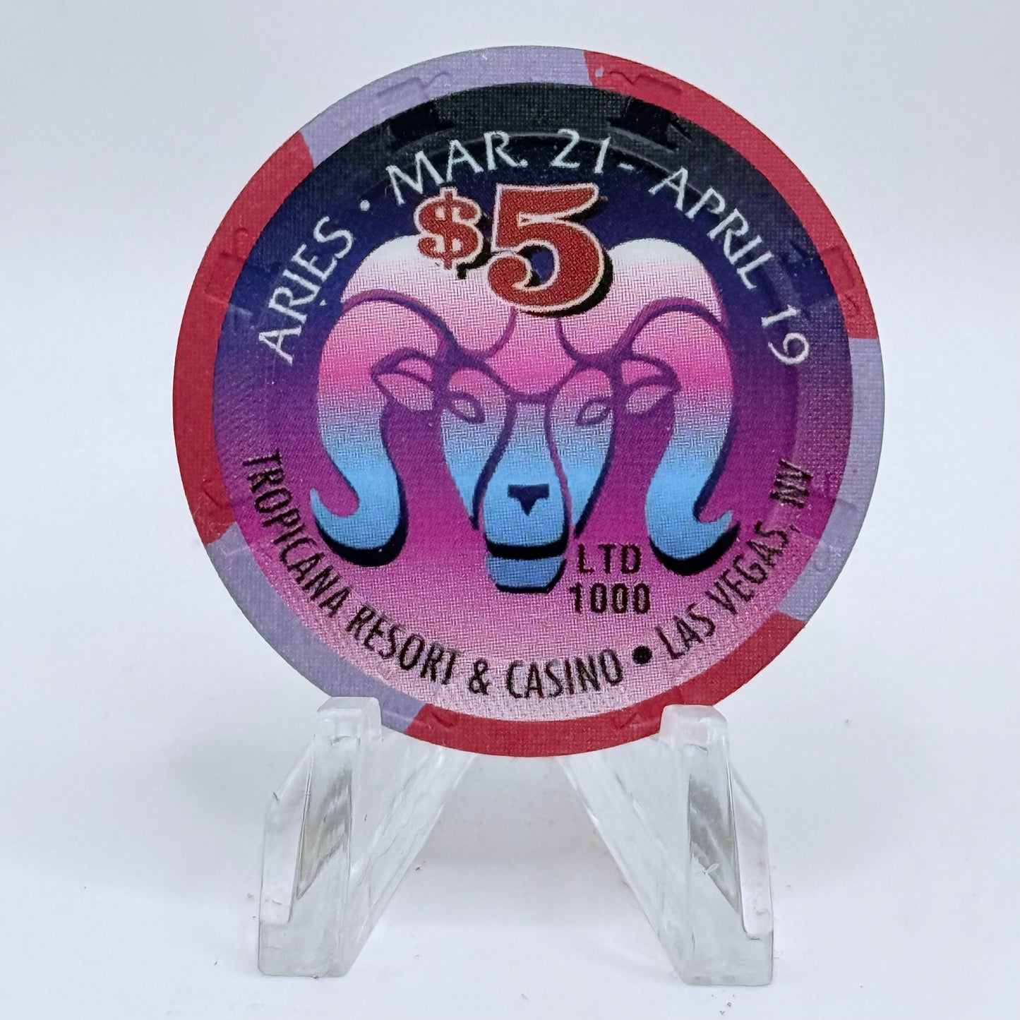 Tropicana Las Vegas Nevada 1998 'Aries' Series 20 LE $5 Casino Chip V3540