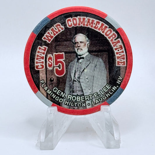 Flamingo Hilton Laughlin Nevada 1997 'General Robert E Lee' Series 9 LE $5 Casino Chip N8300