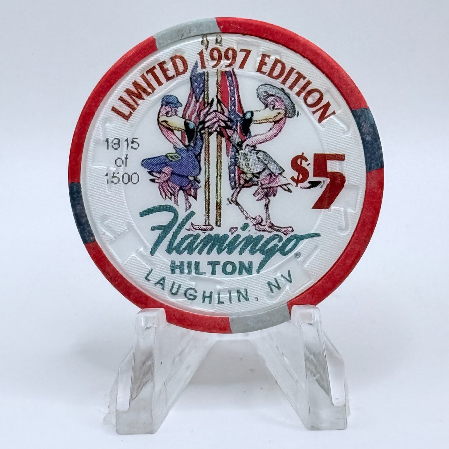 Flamingo Hilton Laughlin Nevada 1997 'General Robert E Lee' Series 9 LE $5 Casino Chip N8300