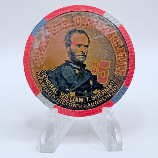 Flamingo Hilton Laughlin Nevada 1997 'William T Sherman' Series 9 LE $5 Casino Chip N8299