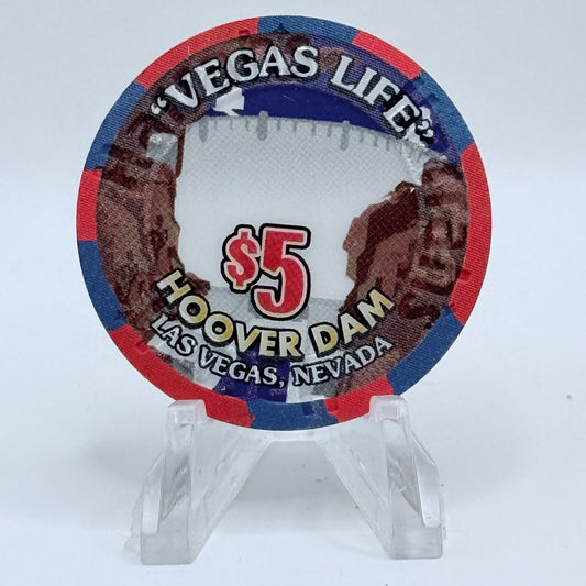 Harrah's Las Vegas Nevada 2001 'Vegas Life Hoover Dam' LE $5 Casino Chip V8919