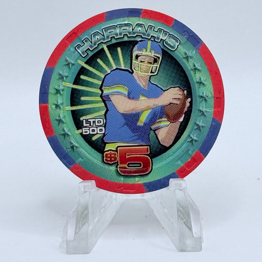 Harrah's Las Vegas Nevada 2007 'Football/ Quarterback #7' LE $5 Casino Chip E5953