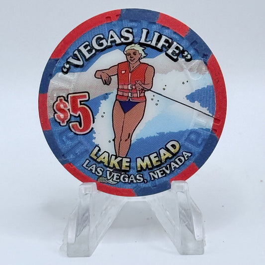 Harrah's Las Vegas Nevada 2001 'Vegas Life Lake Mead' LE $5 Casino Chip V8920