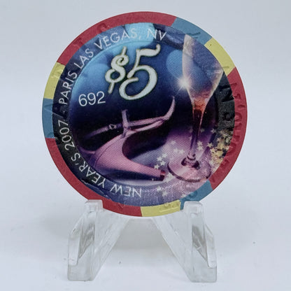 Paris Las Vegas Nevada 2007 'New Years' LE $5 Casino Chip E8211