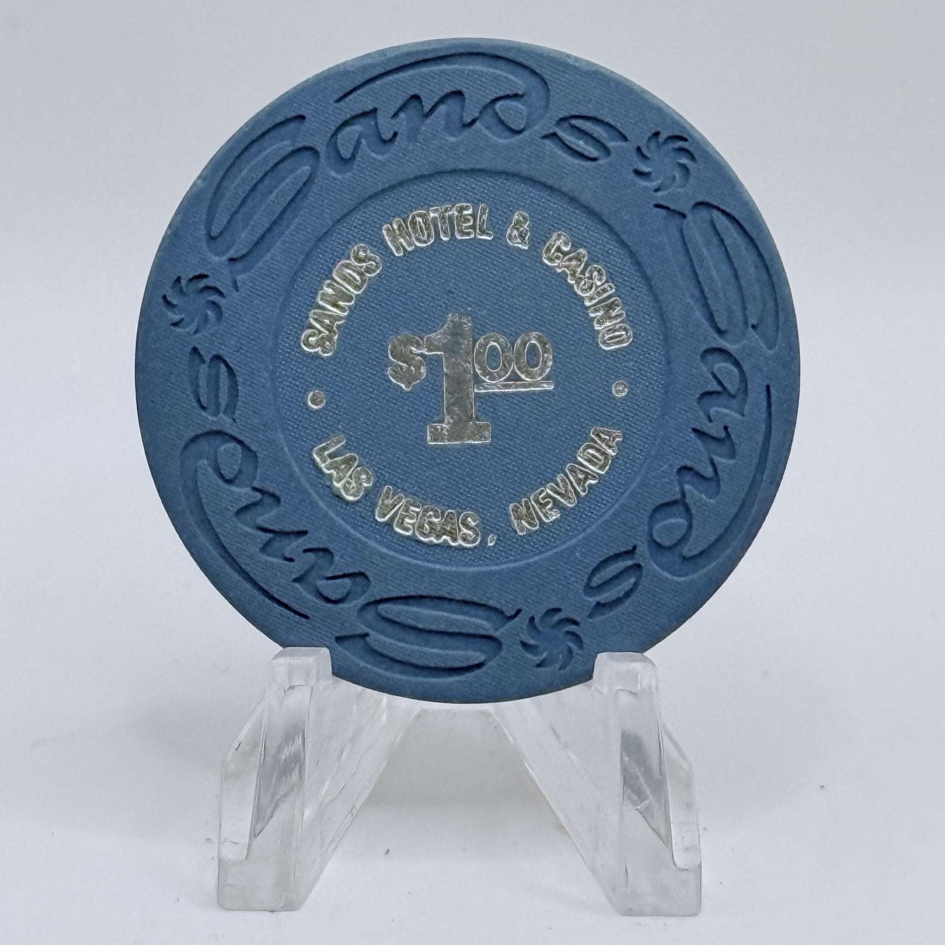 Sands Las Vegas Nevada 1970s 'Silver Lettering' $1 Casino Chip N7820