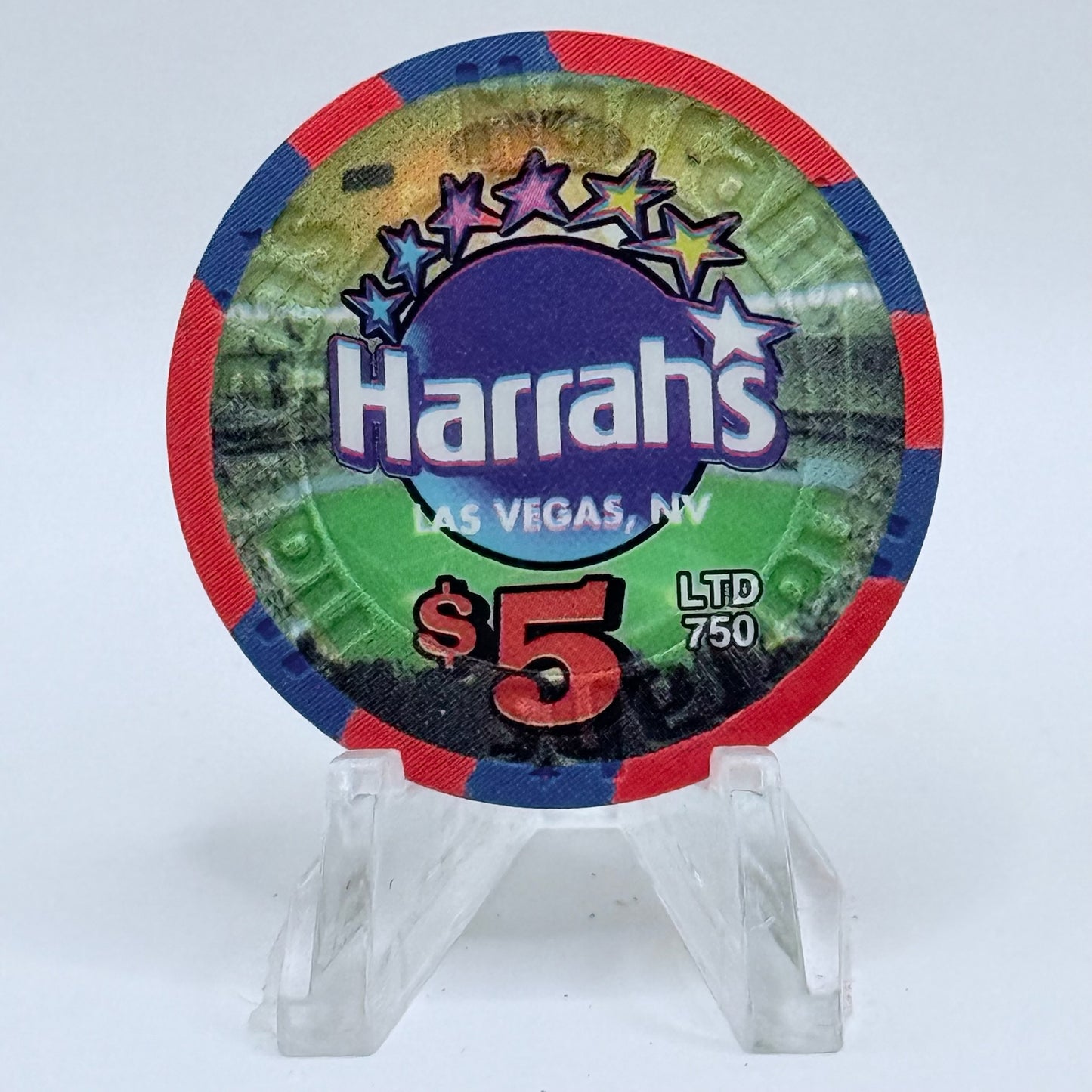 Harrah's Las Vegas Nevada 2001 'Baseball Fever' LE $5 Casino Chip V8896