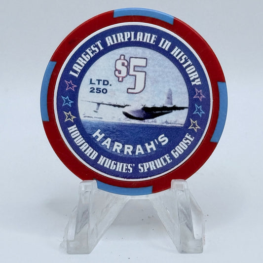 Harrah's Las Vegas Nevada 2002 'Largest Airplane in History' LE $5 Casino Chip E0960