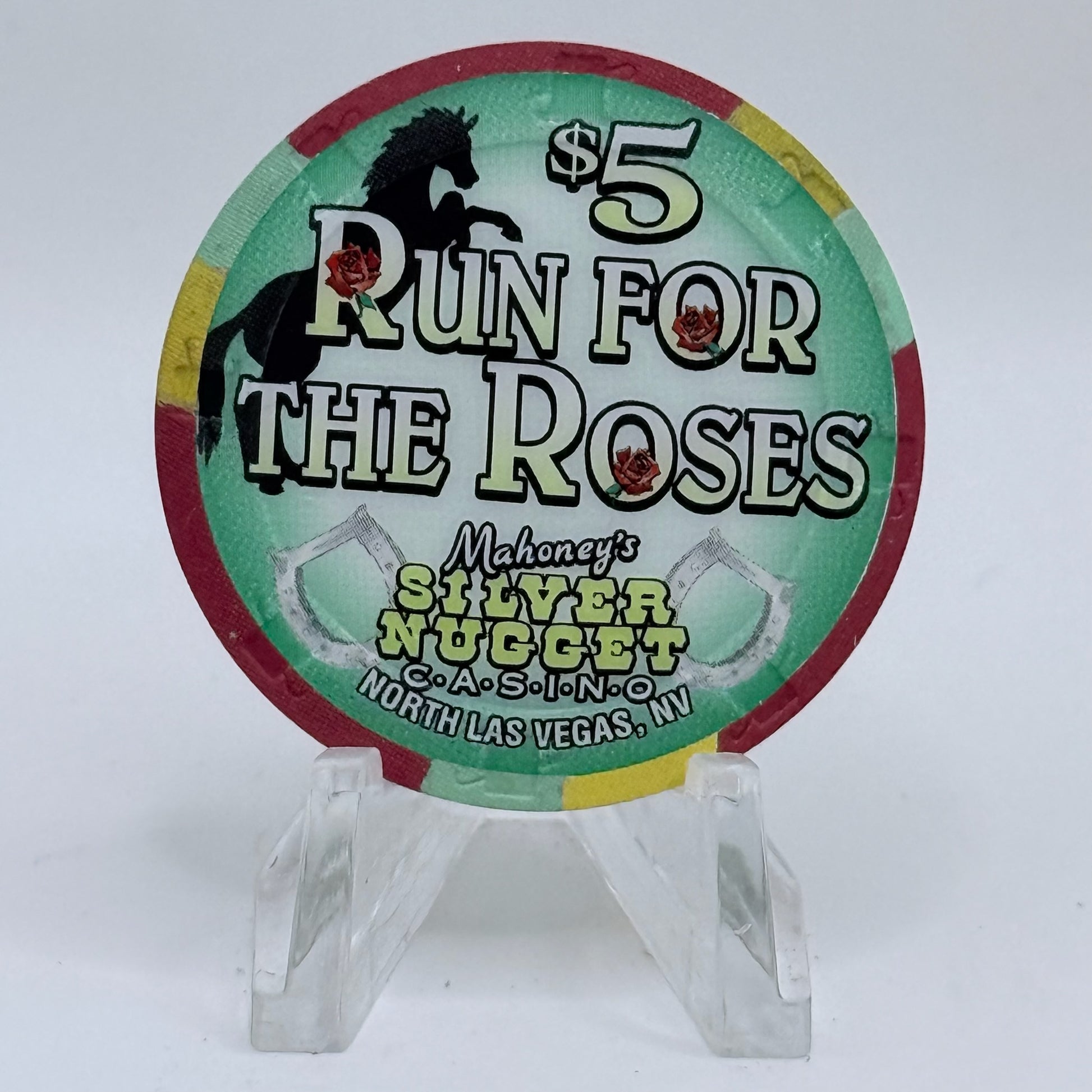 Mahoney's Silver Nugget N. Las Vegas Nevada 2002 'Run For The Roses' LE $5 Casino Chip E2531
