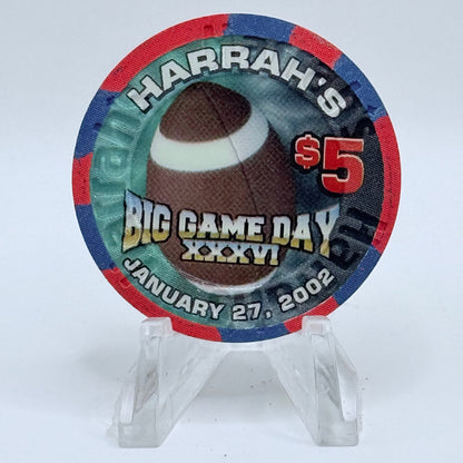 Harrah's Las Vegas Nevada 2002 'Big Game Day XXXVI' LE $5 Casino Chip V8897