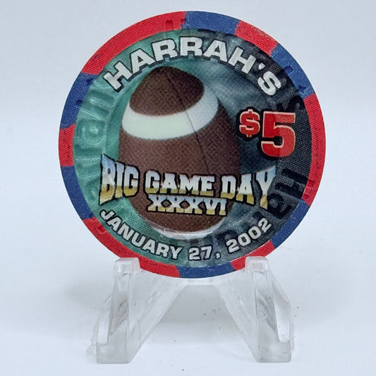 Harrah's Las Vegas Nevada 2002 'Big Game Day XXXVI' LE $5 Casino Chip V8897