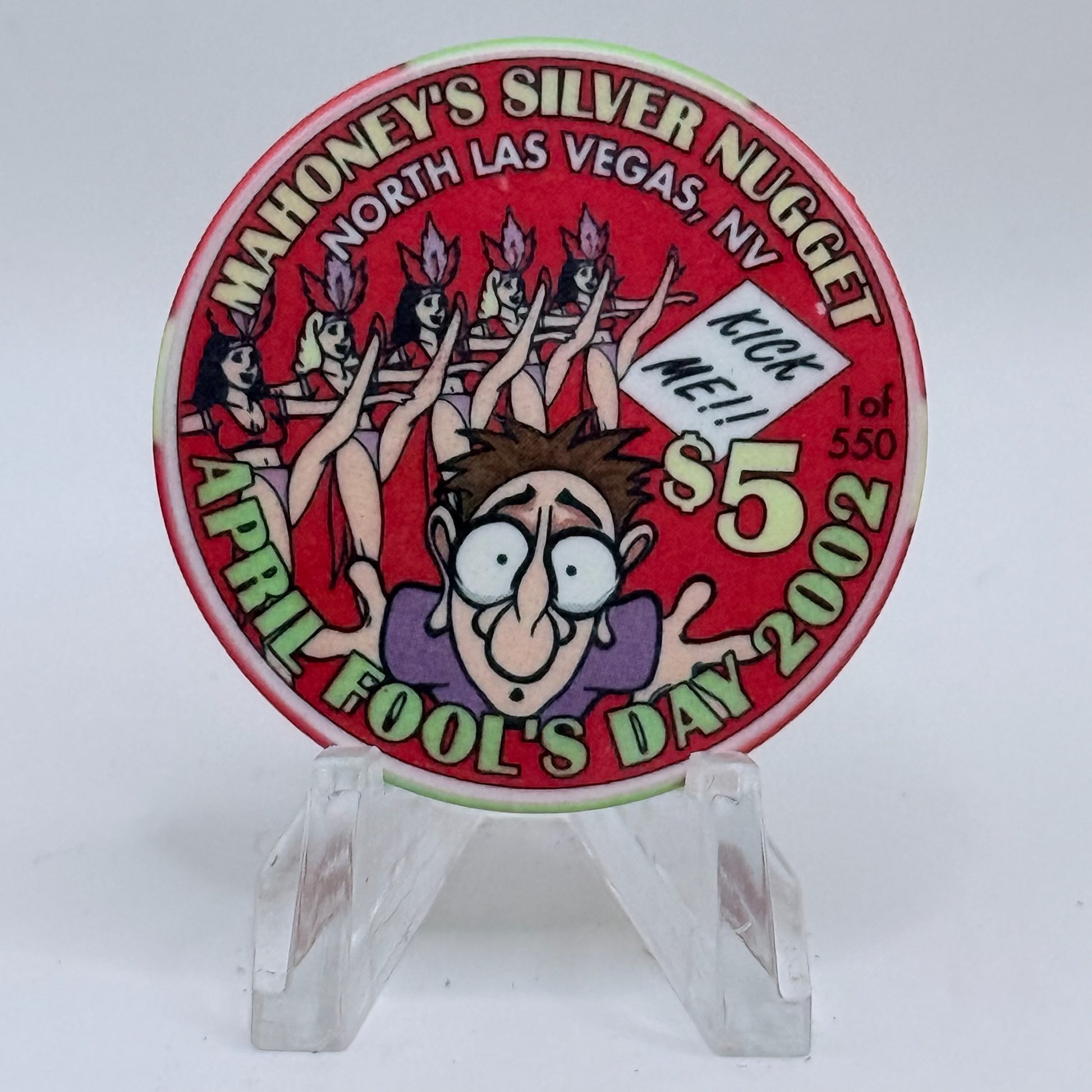 Mahoney's Silver Nugget N. Las Vegas Nevada 2002 'April Fool's' LE $5 Casino Chip V9781