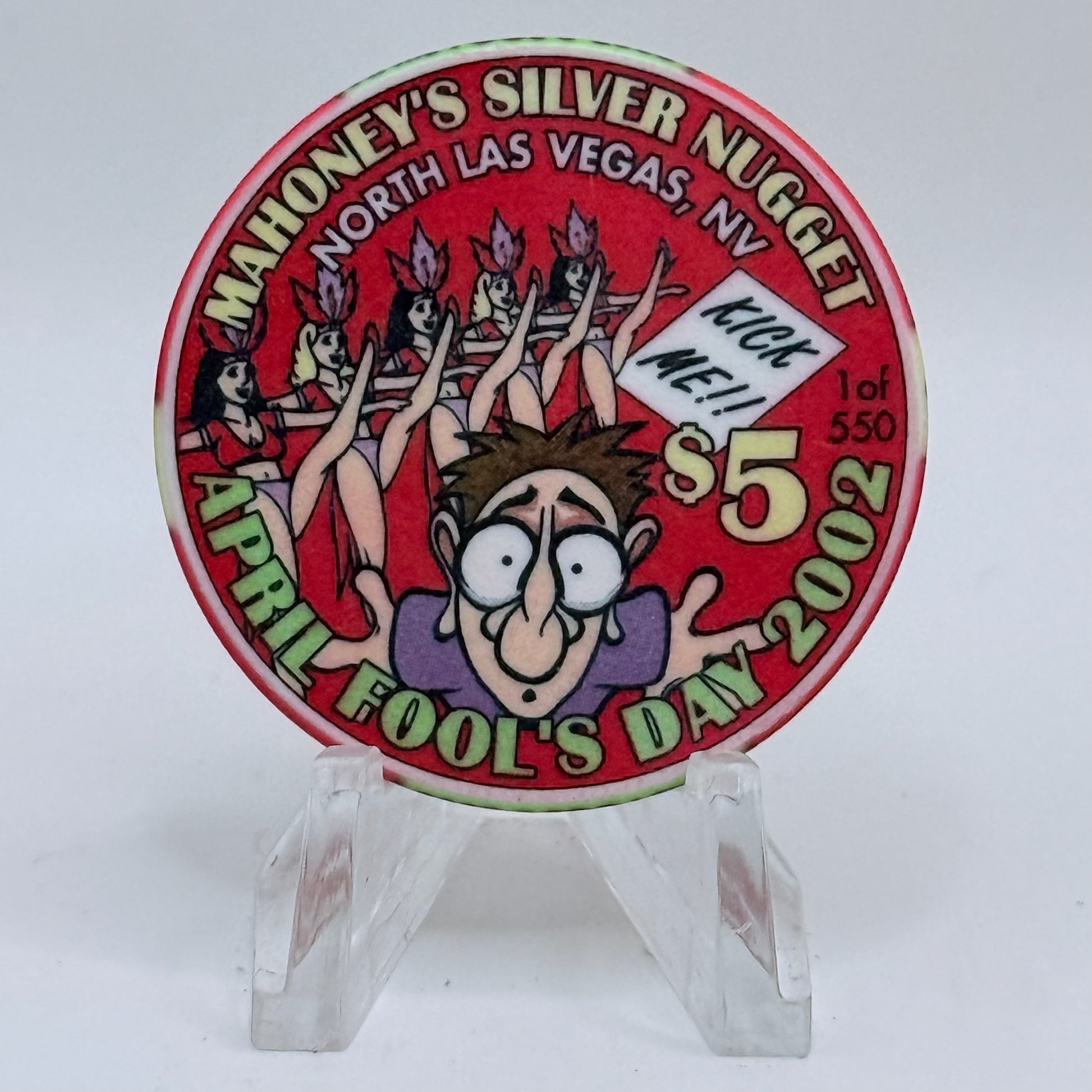Mahoney's Silver Nugget N. Las Vegas Nevada 2002 'April Fool's' LE $5 Casino Chip V9781