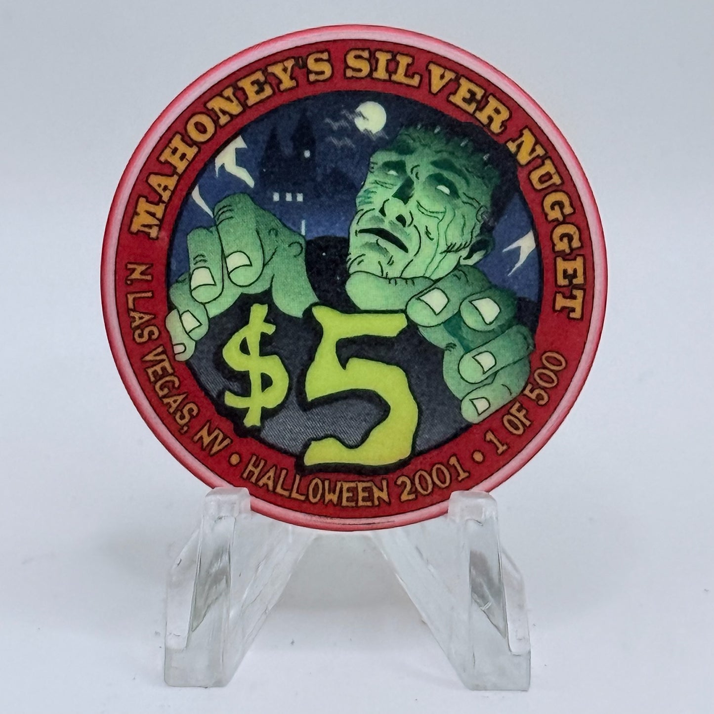 Mahoney's Silver Nugget N. Las Vegas Nevada 2001 'Halloween' LE $5 Casino Chip V9783