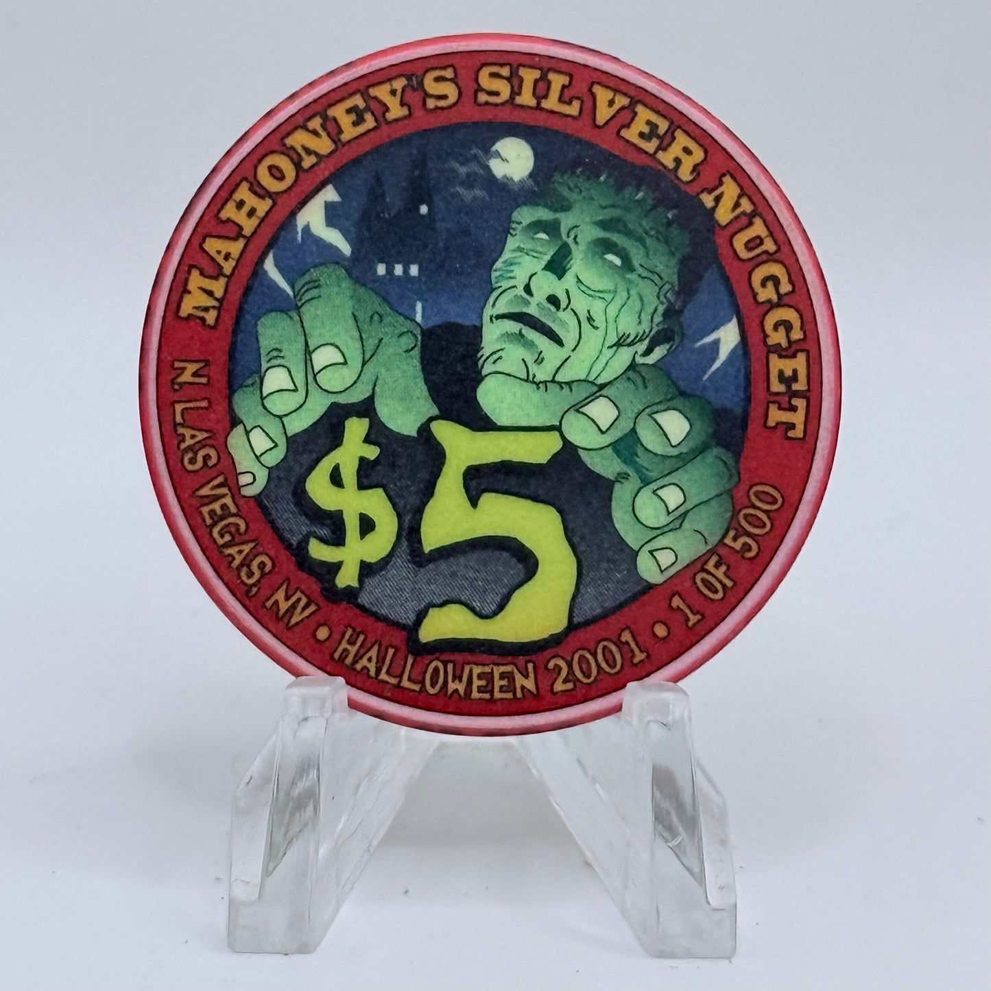 Mahoney's Silver Nugget N. Las Vegas Nevada 2001 'Halloween' LE $5 Casino Chip V9783