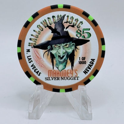 Mahoney's Silver Nugget N. Las Vegas Nevada 1996 'Halloween' LE $5 Casino Chip N9104