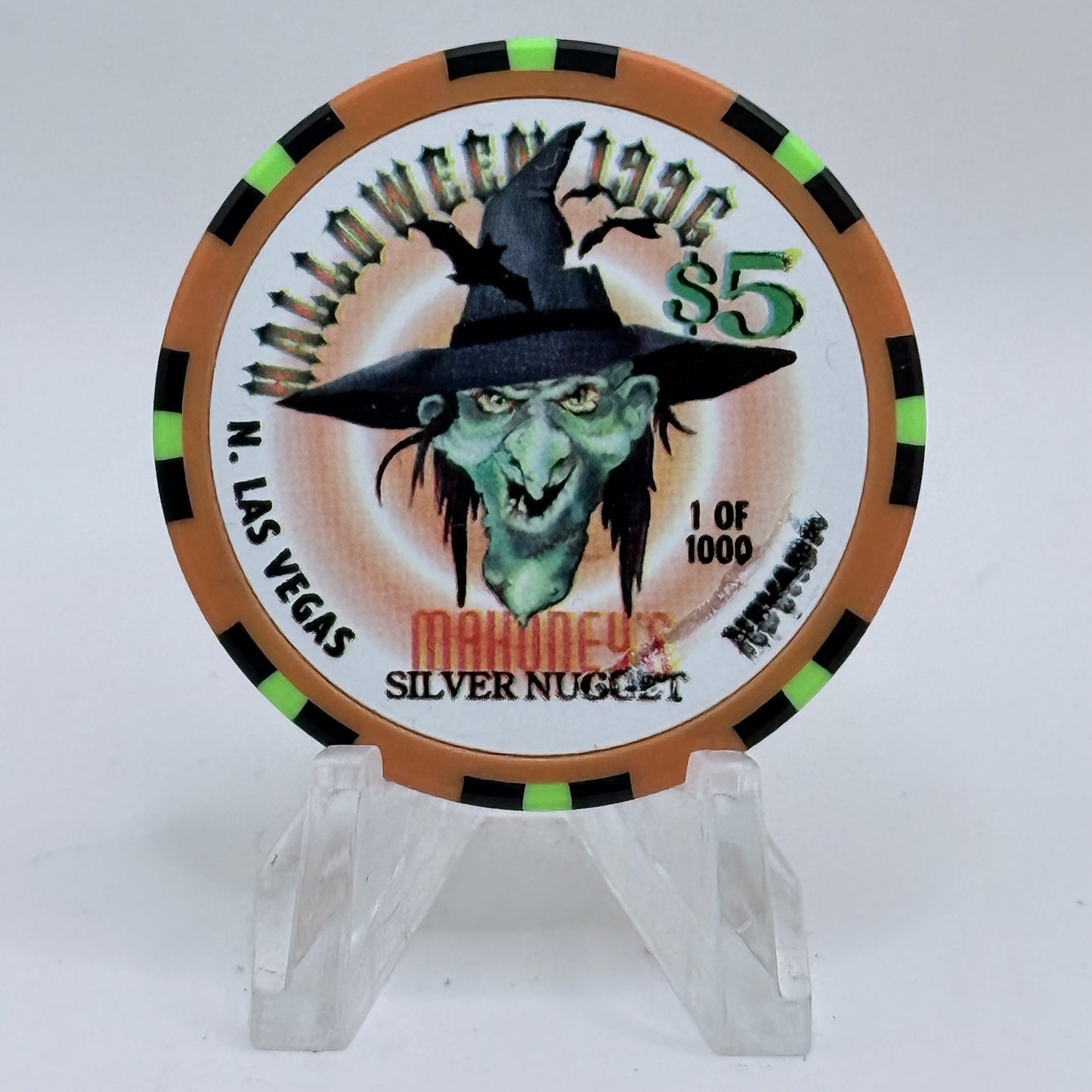 Mahoney's Silver Nugget N. Las Vegas Nevada 1996 'Halloween' LE $5 Casino Chip N9104