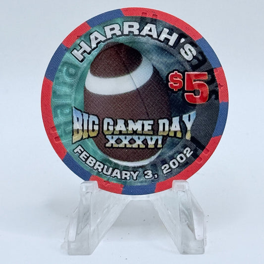 Harrah's Las Vegas Nevada 2002 'Big Game Day XXXVI' LE $5 Casino Chip V8898