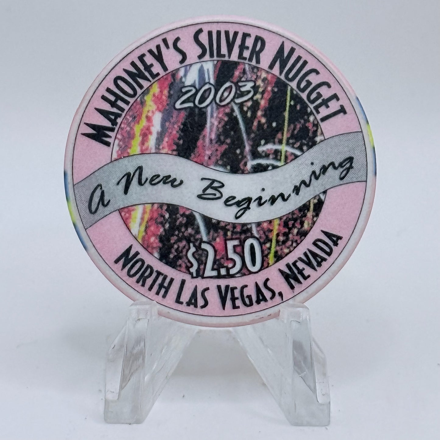 Mahoney's Silver Nugget N. Las Vegas Nevada 2002 'Historic Events' LE $2.50 Casino Chip E2520