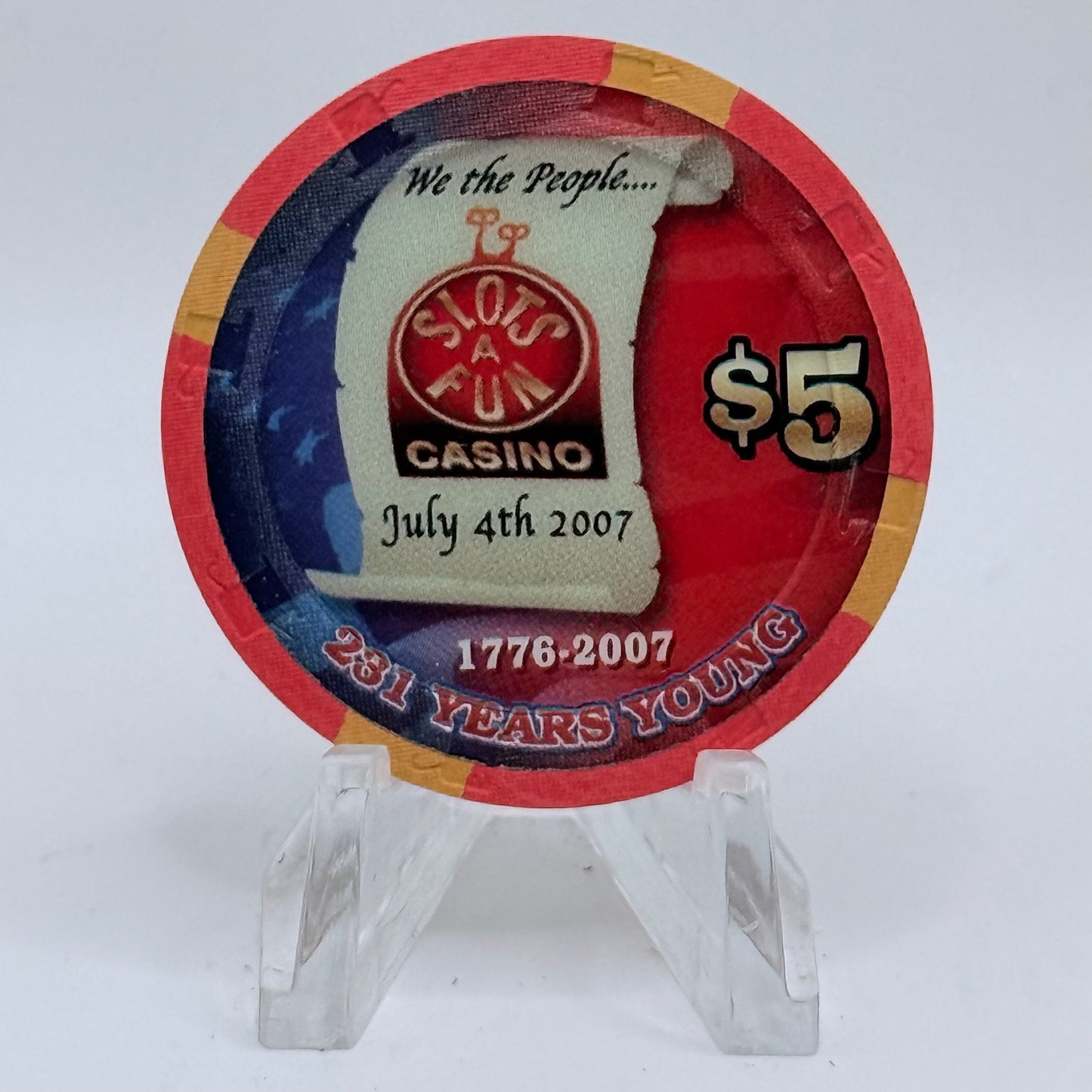 Slots-A-Fun Las Vegas Nevada 2007 'July 4th' LE $5 Casino Chip E6337