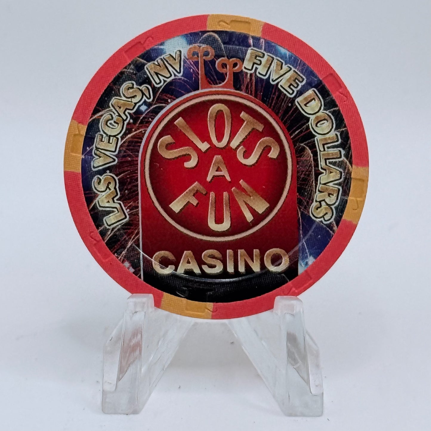 Slots-A-Fun Las Vegas Nevada 2007 'July 4th' LE $5 Casino Chip E6337