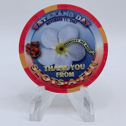 Slots-A-Fun Las Vegas Nevada 2007 'Veterans Day' LE $5 Casino Chip E8366