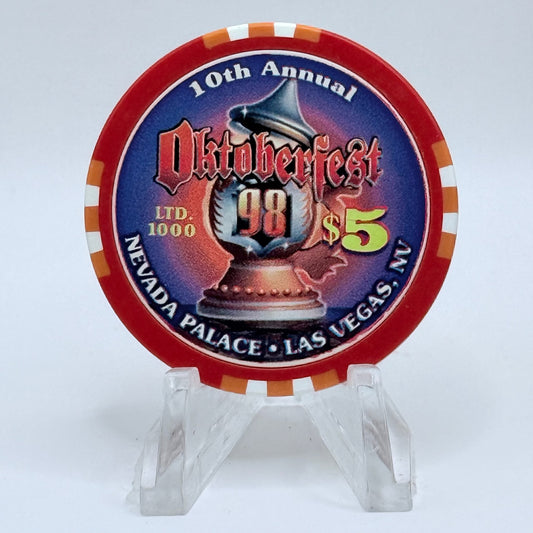 Nevada Palace Las Vegas Nevada 1998 'Oktoberfest 10th Anniversary' LE $5 Casino Chip V3145