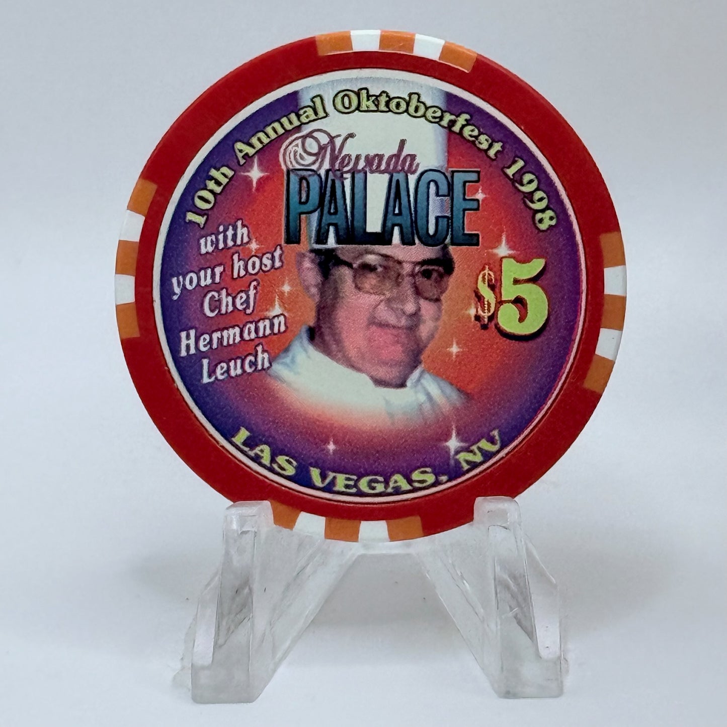 Nevada Palace Las Vegas Nevada 1998 'Oktoberfest 10th Anniversary' LE $5 Casino Chip V3145