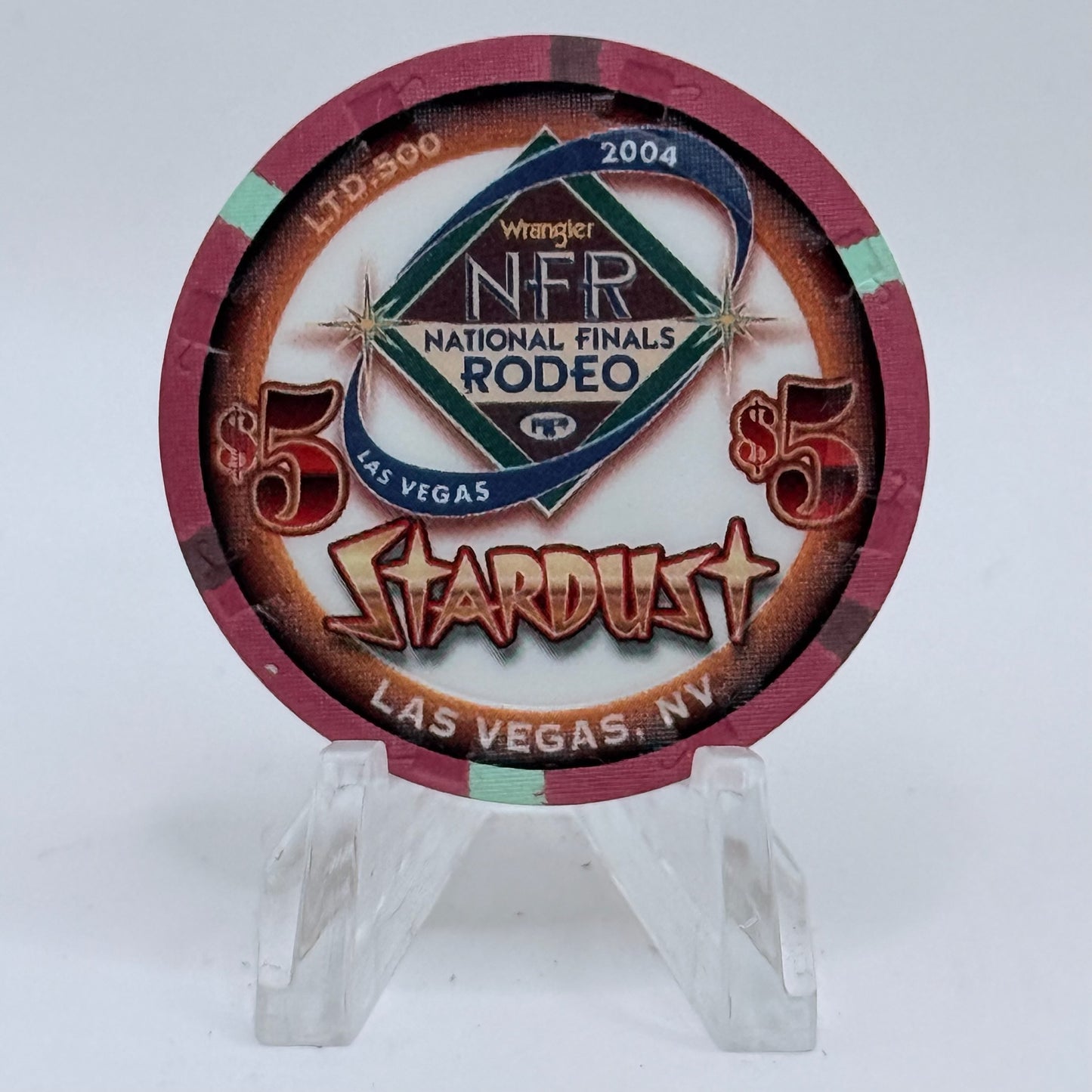 Stardust Las Vegas Nevada 2004 'National Finals Rodeo Bronco Busting' LE $5 Casino Chip E4261