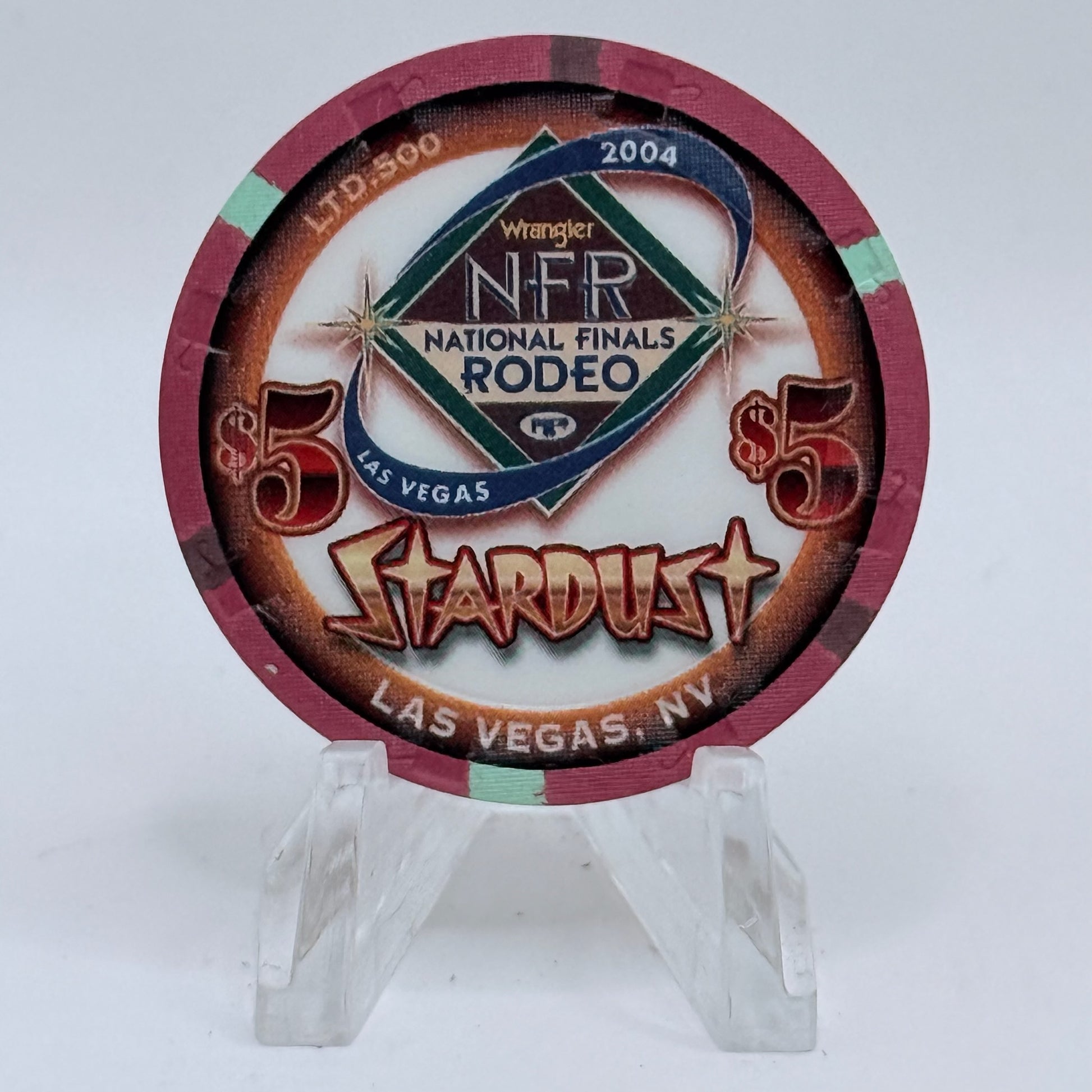 Stardust Las Vegas Nevada 2004 'National Finals Rodeo Bronco Busting' LE $5 Casino Chip E4261