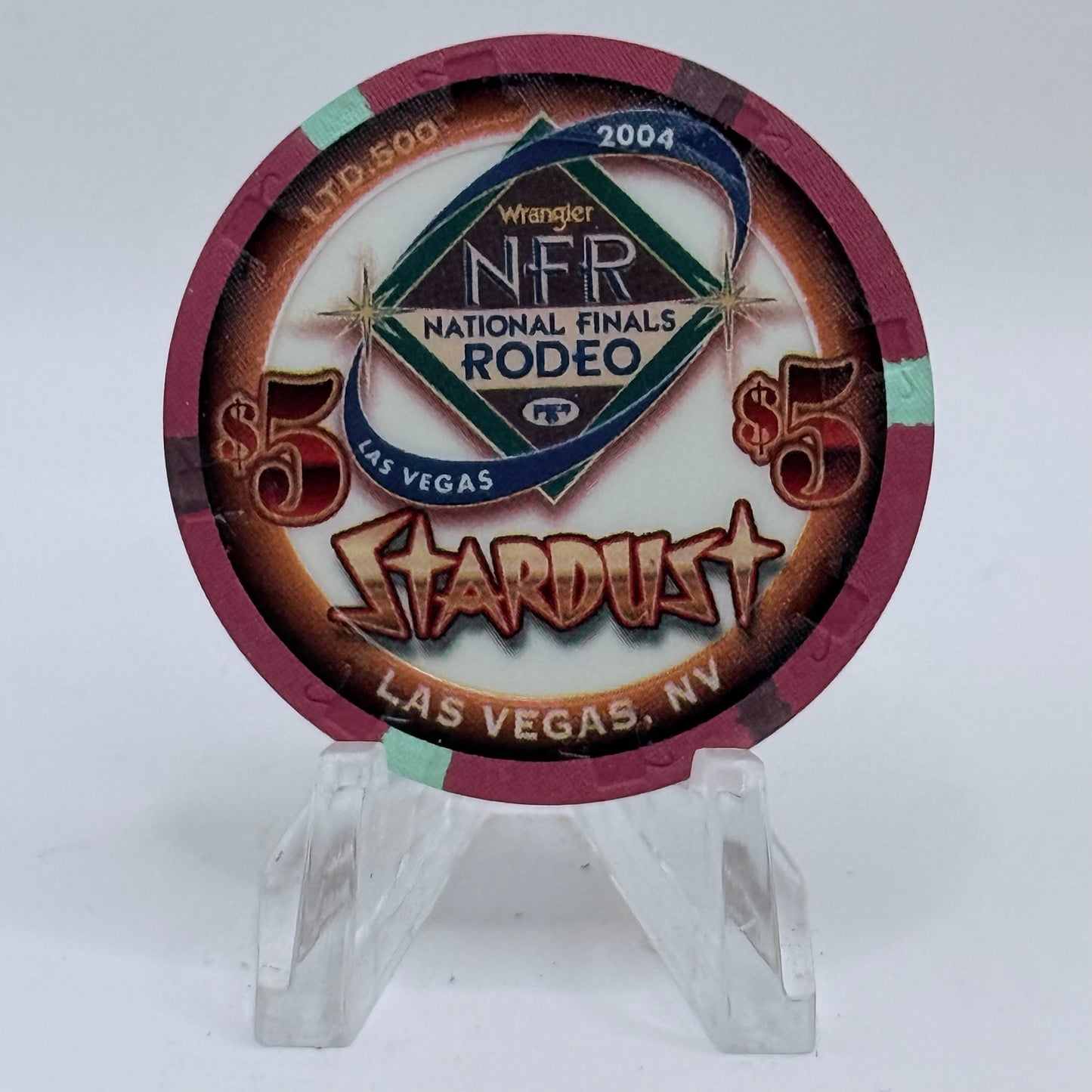 Stardust Las Vegas Nevada 2004 'National Finals Rodeo Calf Roping' LE $5 Casino Chip E4263