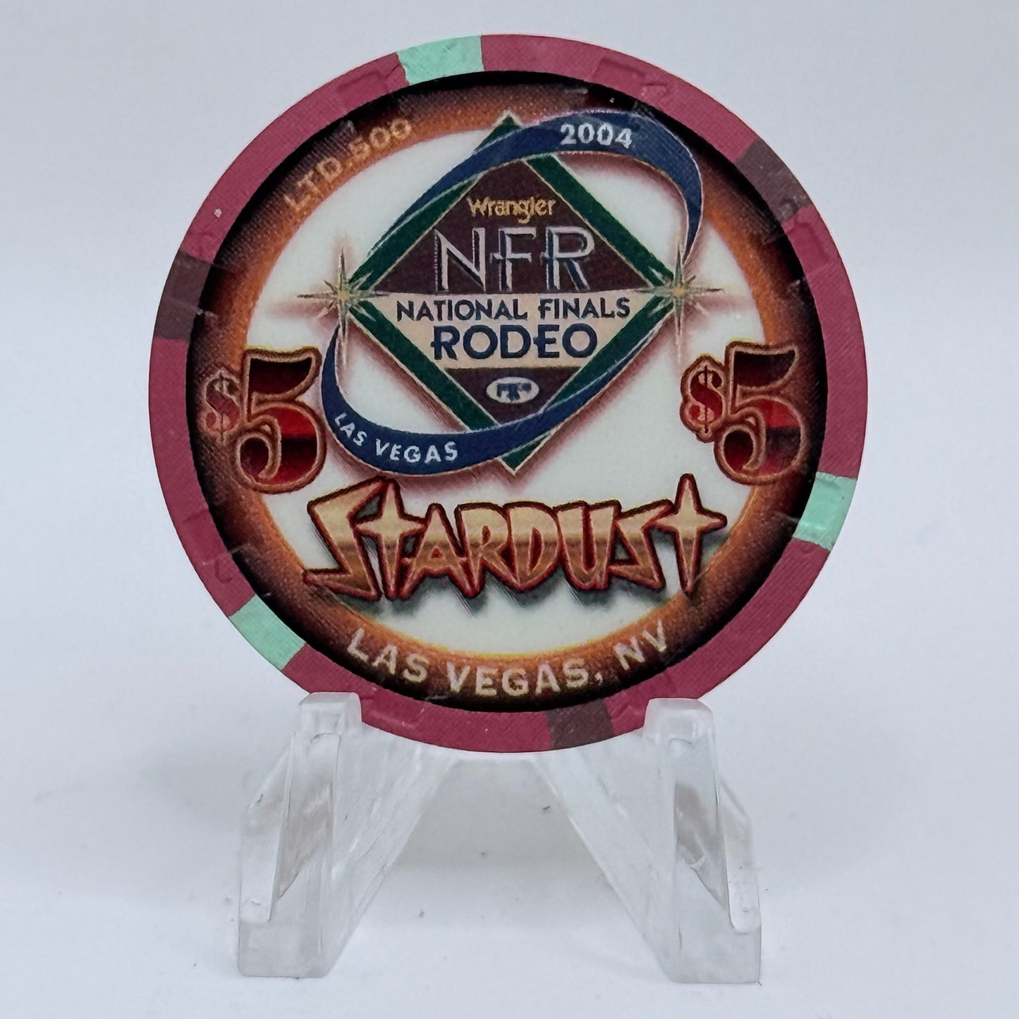 Stardust Las Vegas Nevada 2004 'National Finals Rodeo Steer Wrestling' LE $5 Casino Chip E4264