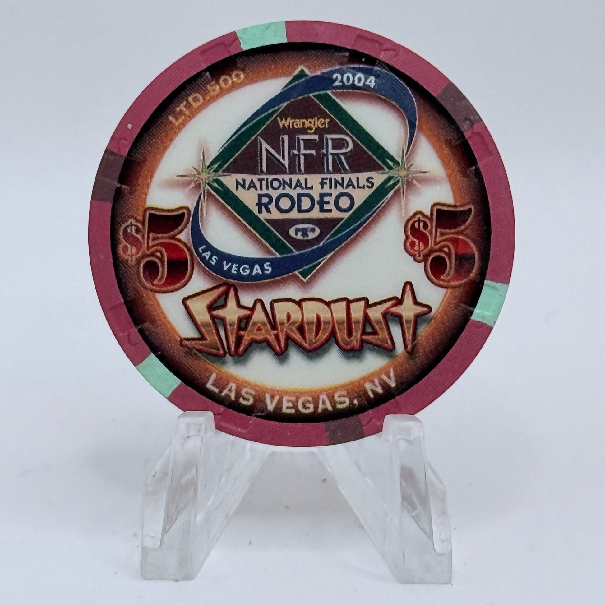 Stardust Las Vegas Nevada 2004 'National Finals Rodeo Steer Wrestling' LE $5 Casino Chip E4264