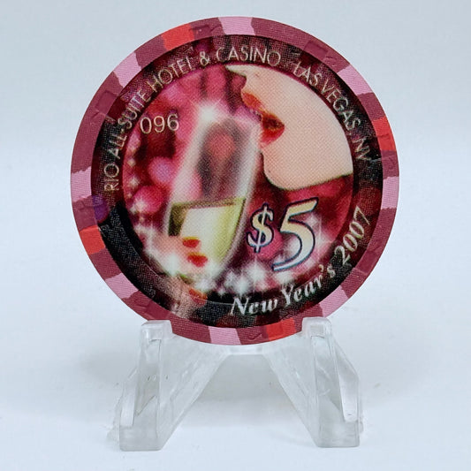 Rio Las Vegas Nevada 2007 'New Year's' LE $5 Casino Chip E8274