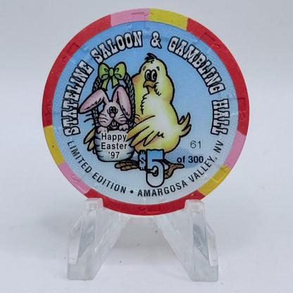 Stateline Saloon Amargosa Valley Nevada 1997 'Happy Easter' LE $5 Casino Chip V1594