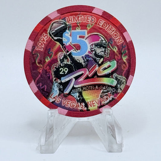 Rio Las Vegas Nevada 1995 'Football' LE $5 Casino Chip N2684