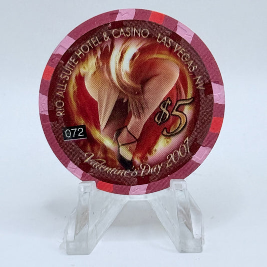 Rio Las Vegas Nevada 2007 'Valentine's Day' LE $5 Casino Chip E6035
