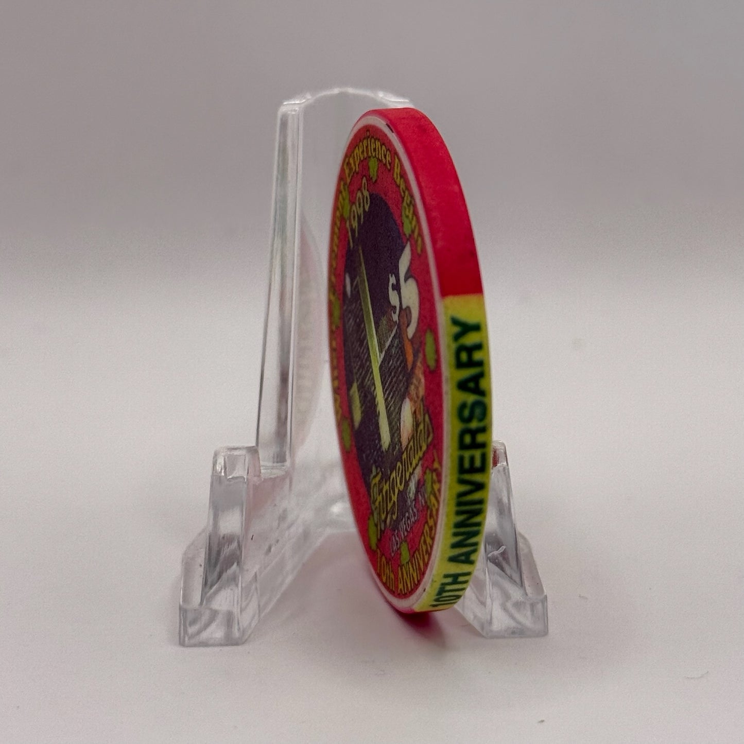 Fitzgeralds (Fitz) Las Vegas Nevada 1998 '10th Anniversary - Where Fremont Experience Begins' LE $5 Casino Chip N9656