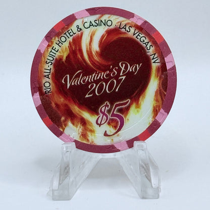 Rio Las Vegas Nevada 2007 'Valentine's Day' LE $5 Casino Chip E6035