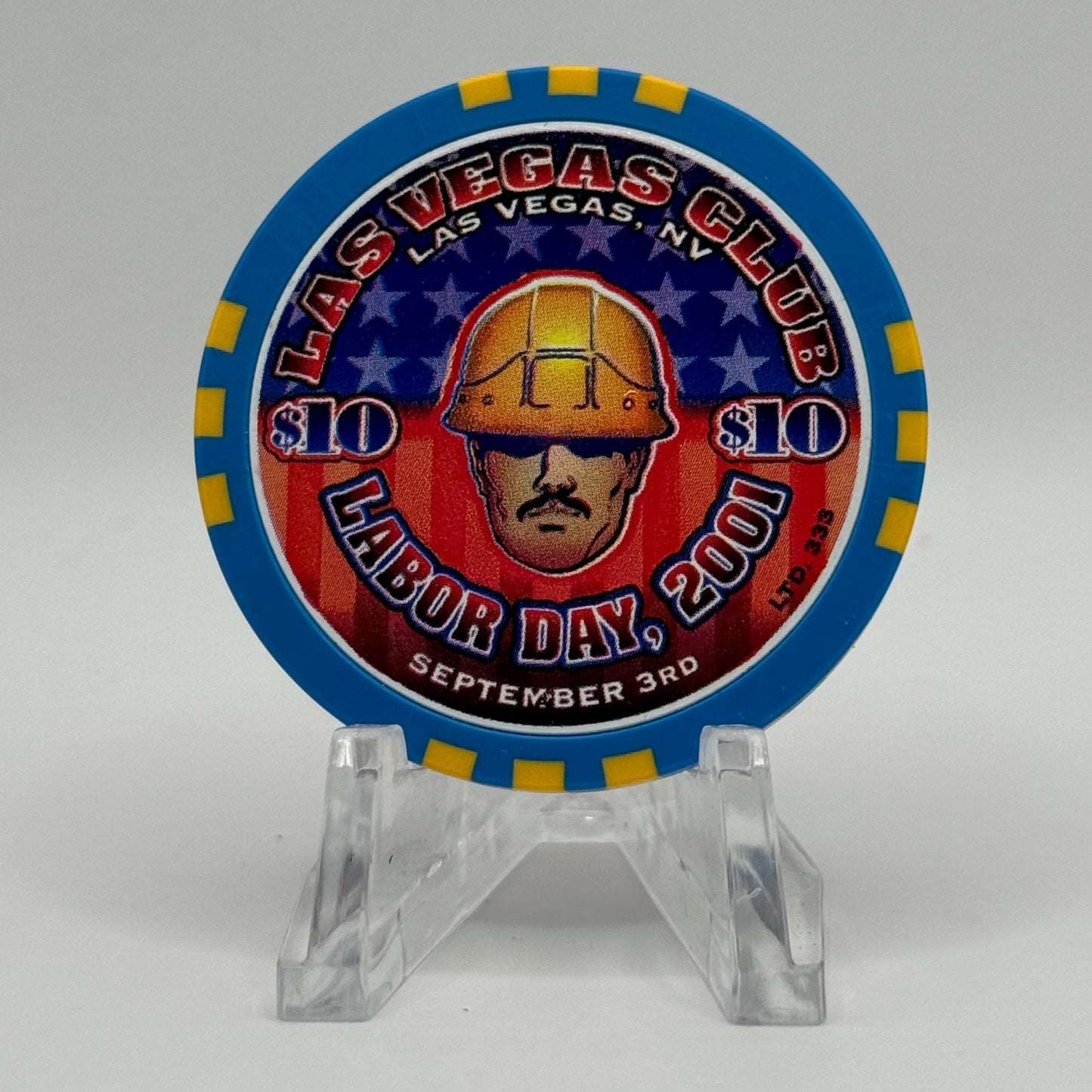 Las Vegas Club Las Vegas Nevada 2001 'Labor Day' LE $10 Casino Chip V9145