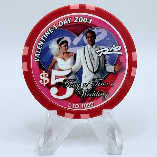 Rio Las Vegas Nevada 2003 'Tony N' Tina's Wedding' LE $5 Casino Chip E2274