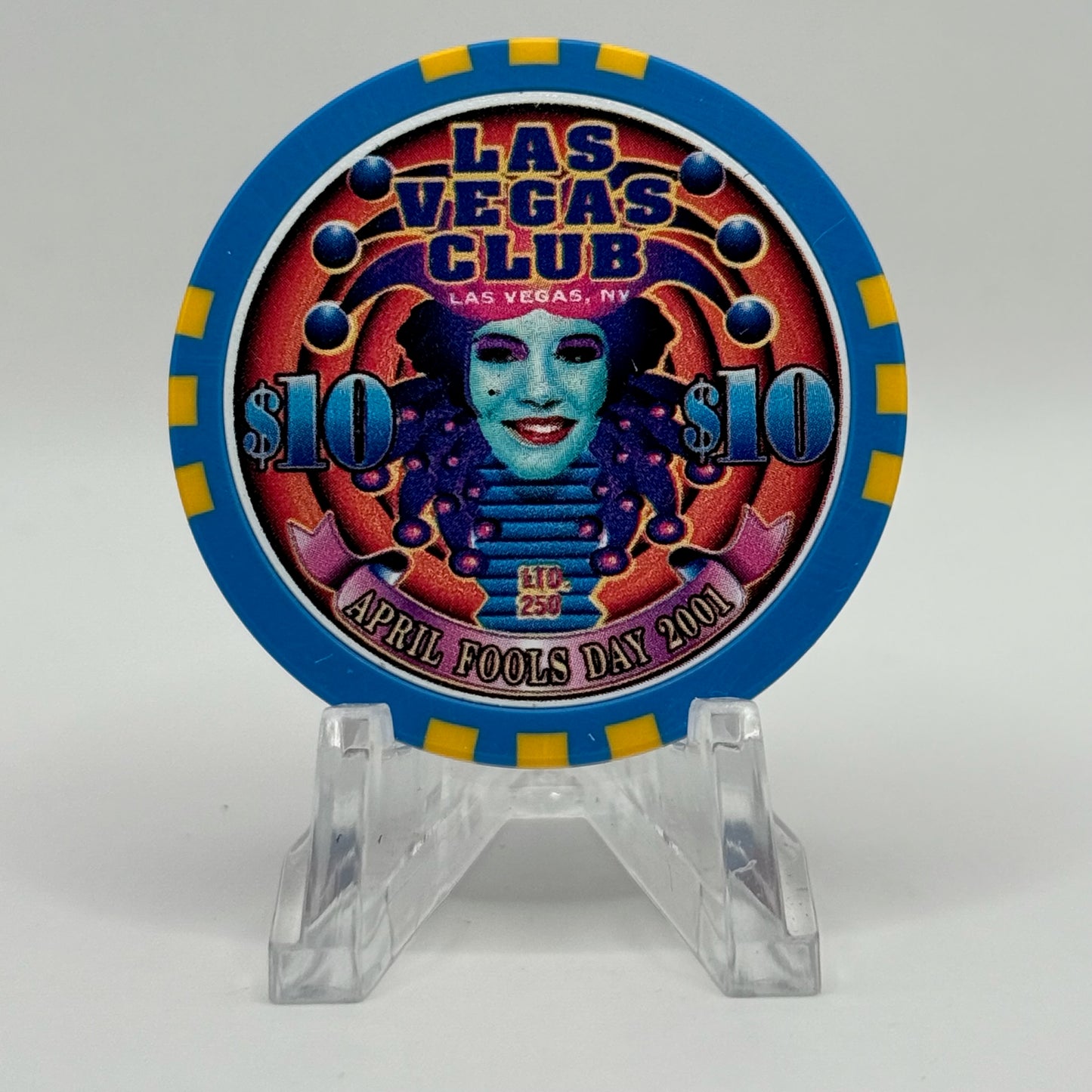 Las Vegas Club Las Vegas Nevada 2001 'April Fool's Day' LE $10 Casino Chip V7437