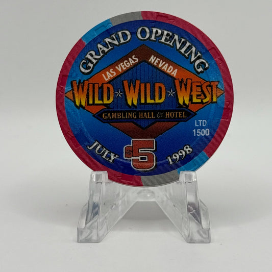Wild Wild West Las Vegas Nevada 1998 'Grand Opening' LE $5 Casino Chip E3609
