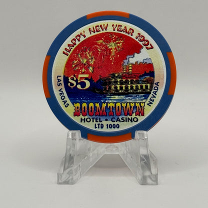 Boomtown Las Vegas Nevada 1997 'Happy New Year' LE $5 Casino Chip N8016