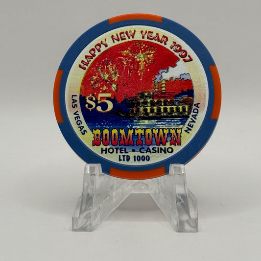 Boomtown Las Vegas Nevada 1997 'Happy New Year' LE $5 Casino Chip N8016