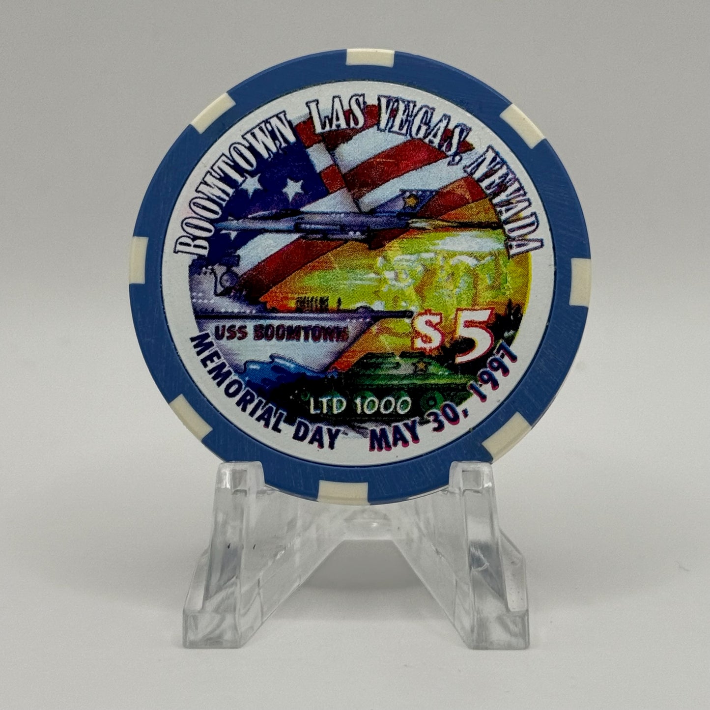 Boomtown Las Vegas Nevada 1997 'Memorial Day' LE $5 Casino Chip N9362