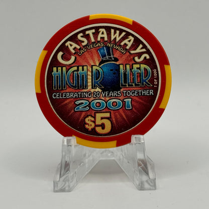 Castaways Hotel Casino Bowling Las Vegas Nevada 2001 'High Roller' LE $5 Casino Chip V7425